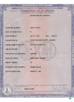 Download USA Virginia certificate of live birth Photoshop template